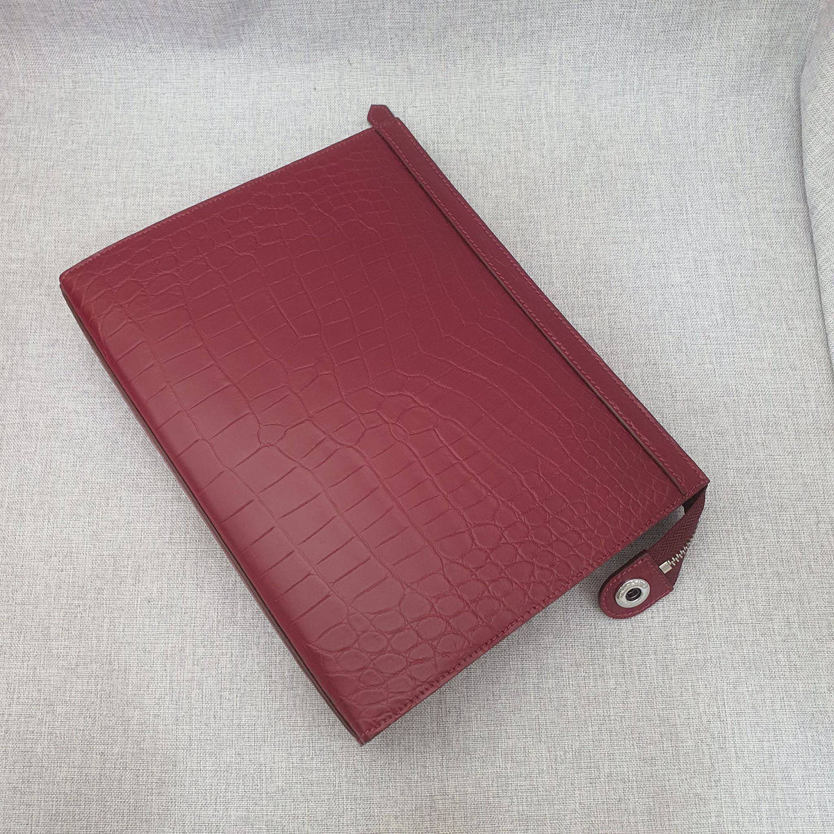 Mens Matt Genuine Crocodile Skin Leather Clutch Wine Red