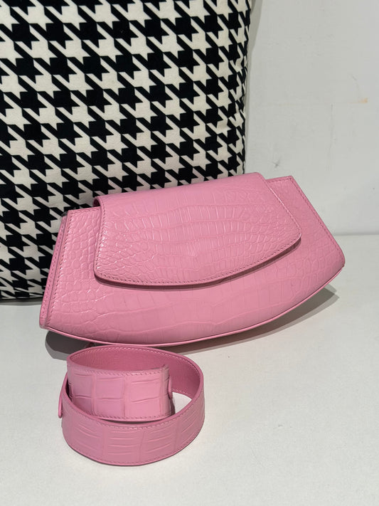 Borse messenger a tracolla in pelle di coccodrillo rosa
