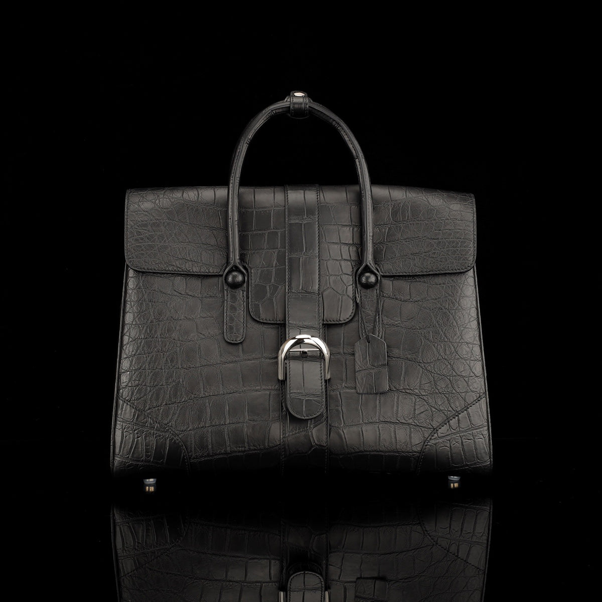 Crocodile Leather Briefcase Black
