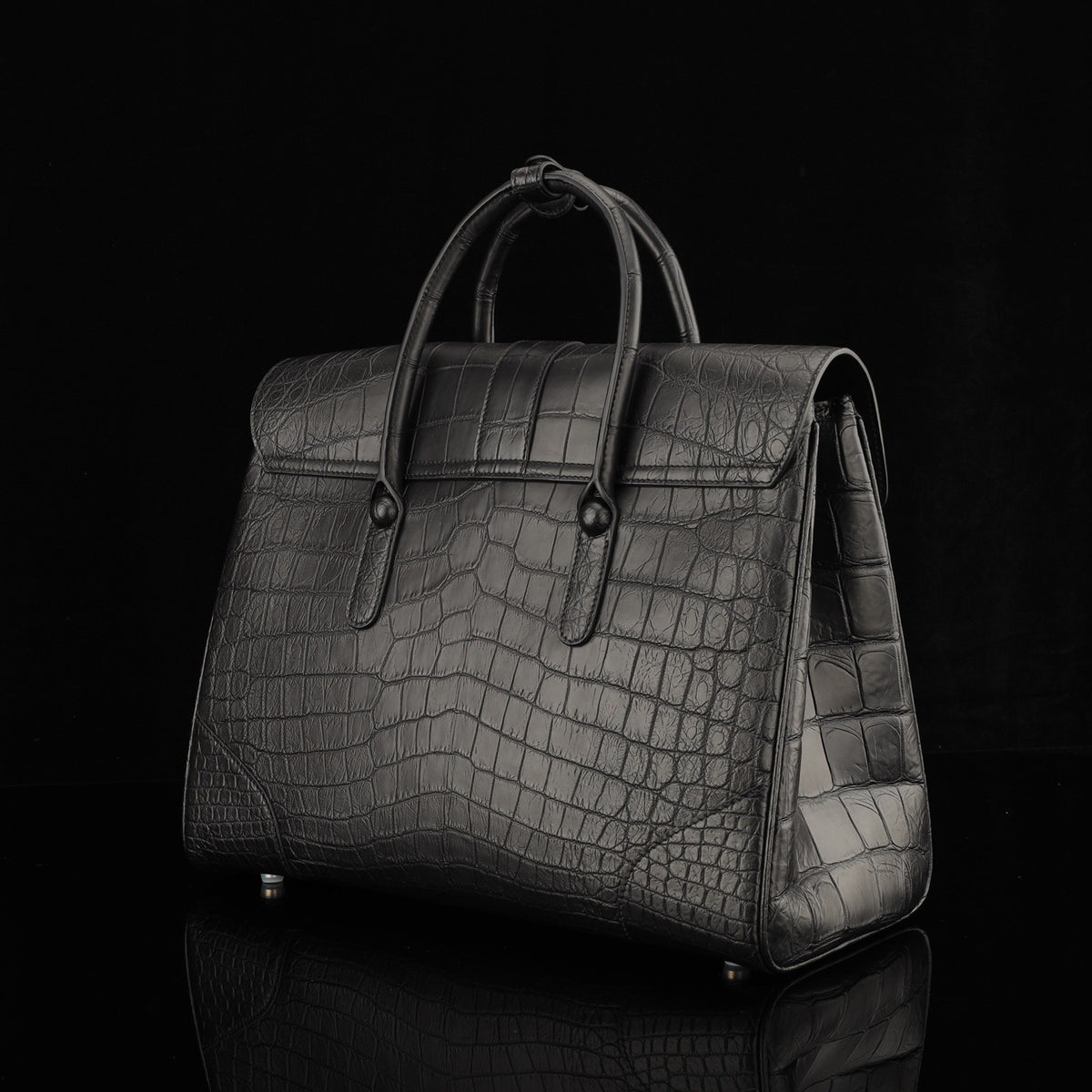 Crocodile Leather Briefcase Black