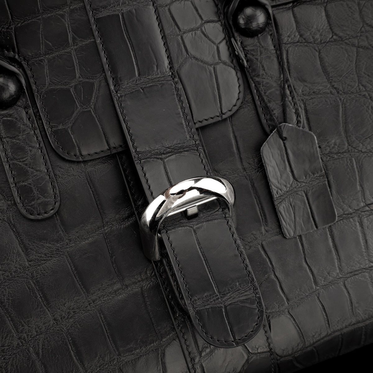 Crocodile Leather Briefcase Black