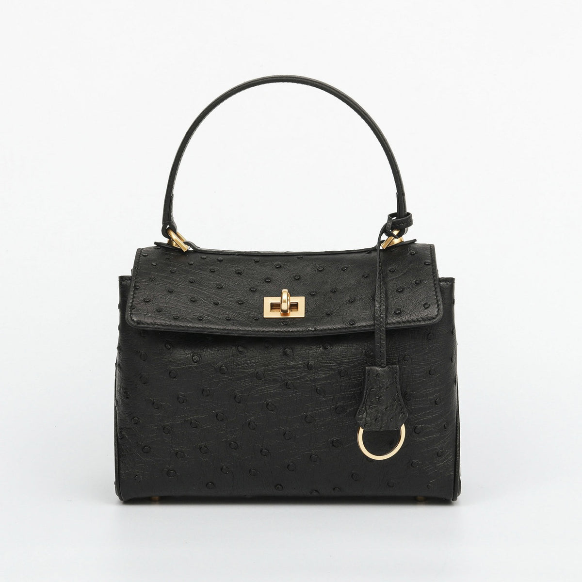 Ostrich Leather Top Handle Tote Bag