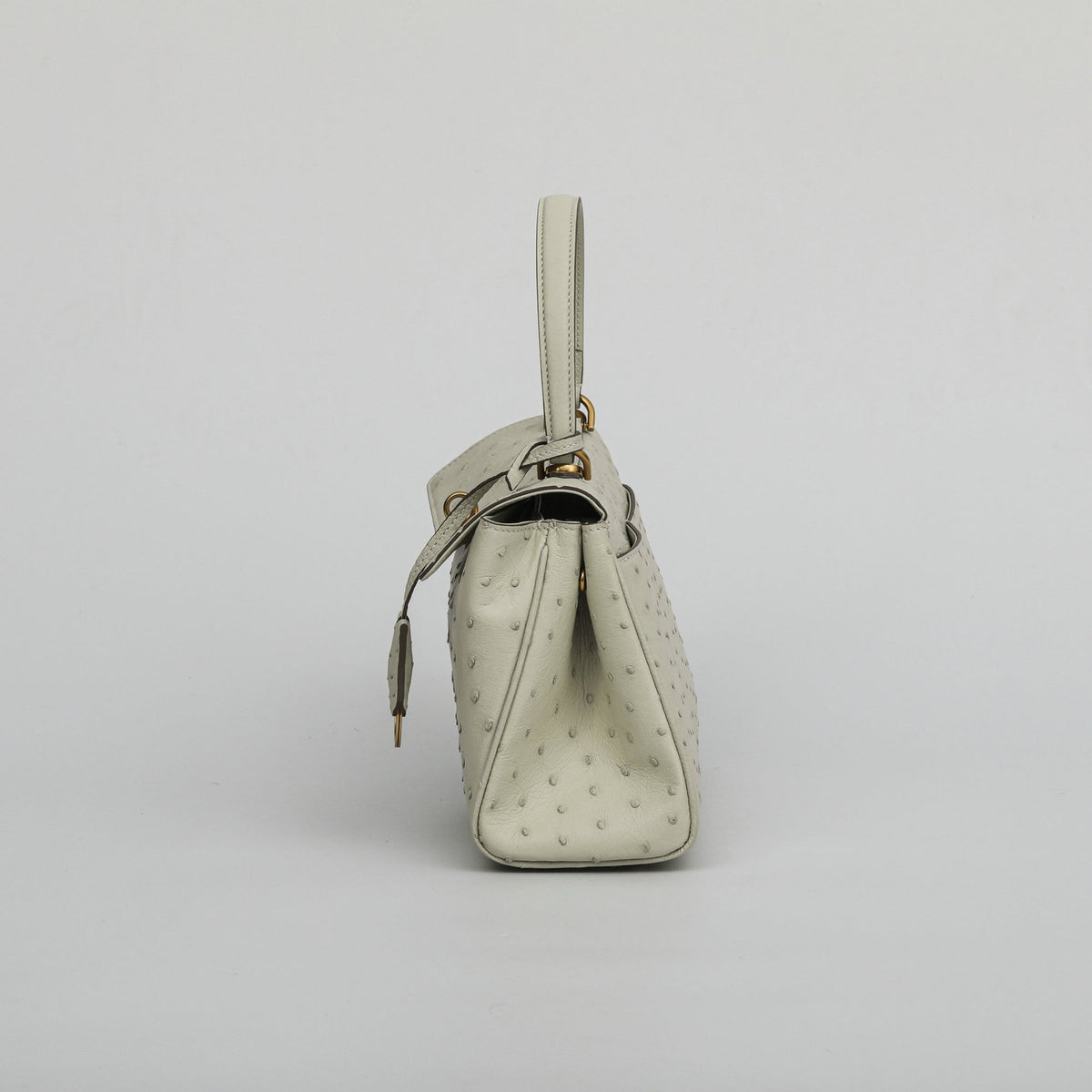 Ostrich Leather Top Handle Tote Bag