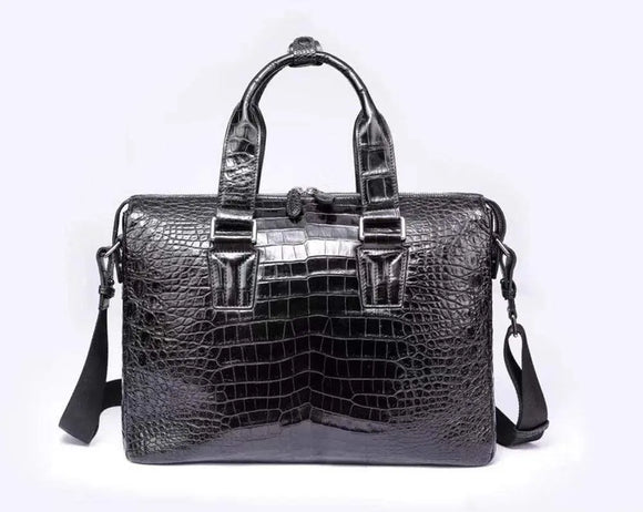 Men's Crocodile Leather  Black  Shoulder Bag  Cross body Tote Bags