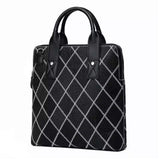 Mens Genuine Woven Ostrich Leather Briefcase Handbag Messenger Top Handle Bags