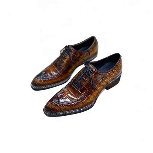 Crocodile Shoes, Giày công sở nam da cá sấu buộc dây