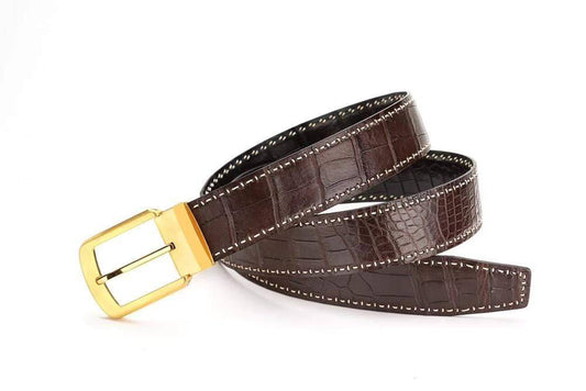 Genuine thắt lưng da cá sấu thật với khóa thép không gỉ