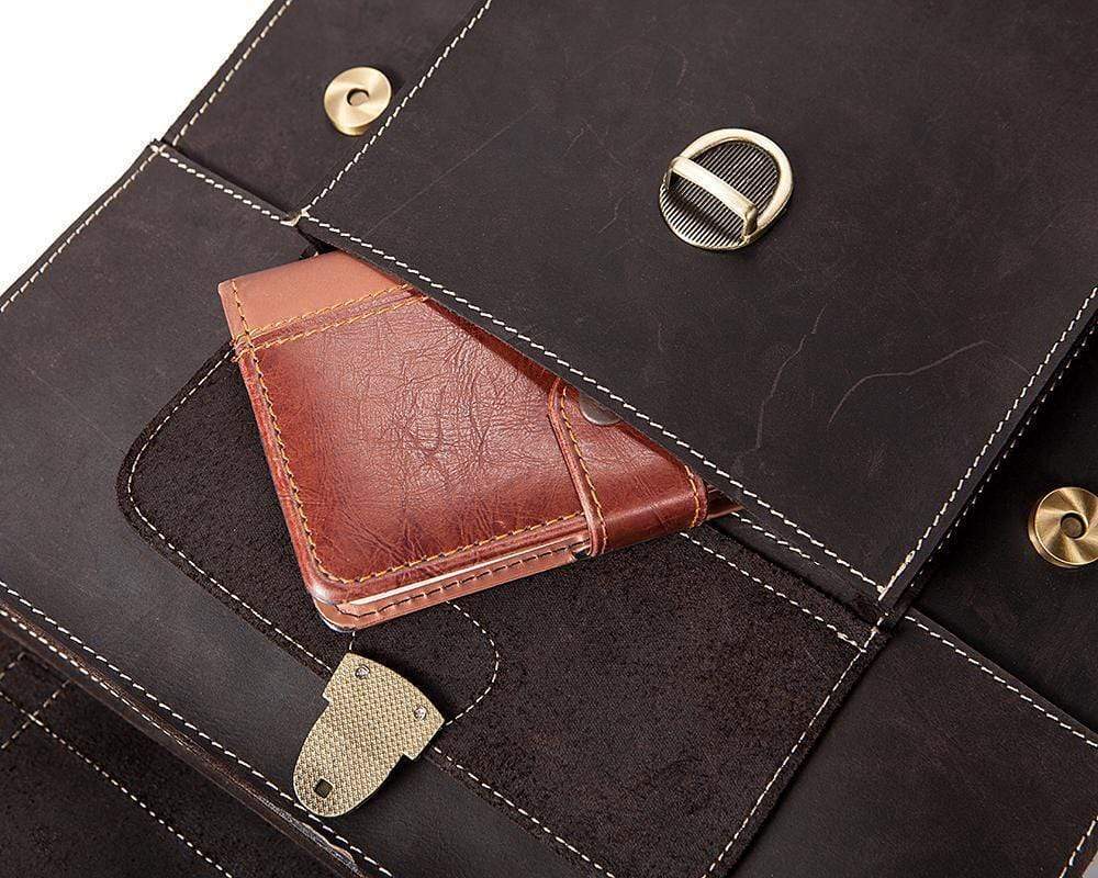Rossie Viren cặp da nâu vintage retro cho nam, cặp táp, túi đeo chéo, túi satchel cho người đưa thư