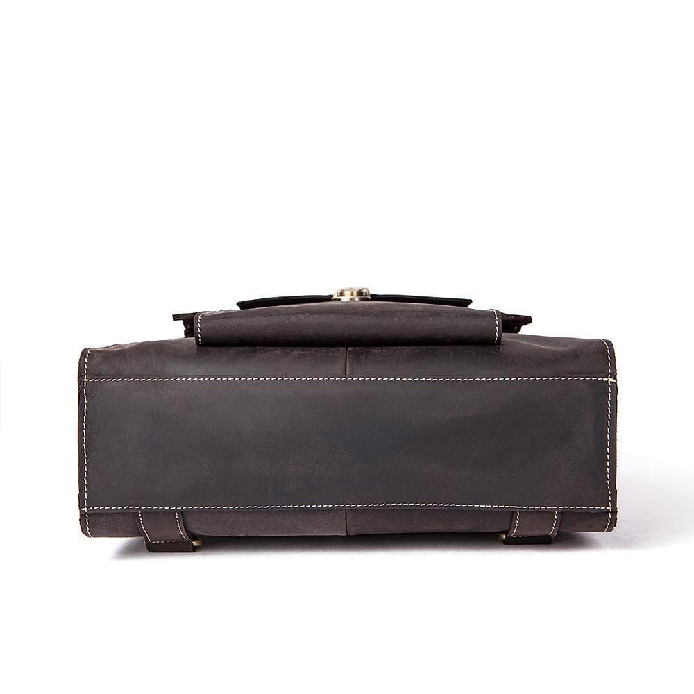 Rossie Viren Cặp da nâu vintage retro cho nam, cặp xách công sở, túi đeo chéo messenger, túi postman