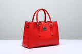 Genuine Siamese Crocodile  Belly Leather  Tote With Crossbody Strap Red